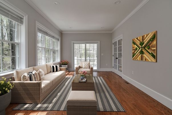 Interior, Living room, Recessed Lighting, Wood Texture Flooring