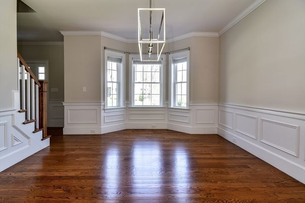 Empty room, Interior, Pendant Lights, Wood Texture Flooring