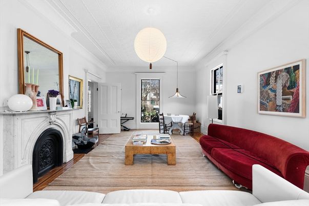 Dining room, Fireplace, Interior, Living room, Pendant Lights, Wood Texture Flooring