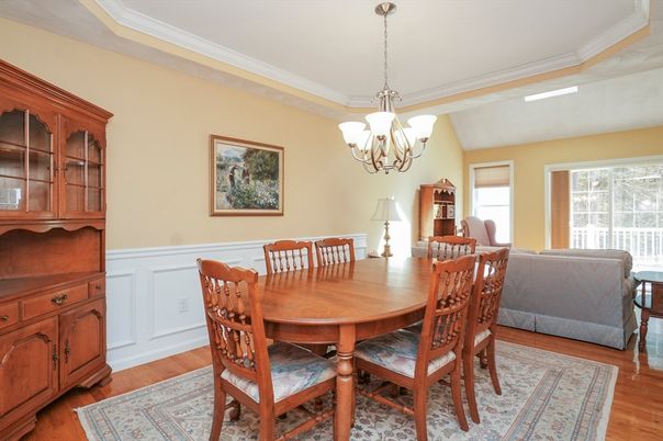 Chandelier, Dining room, Interior, Wood Texture Flooring