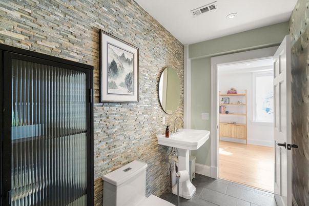 Bathroom, Interior, Recessed Lighting, Wood Texture Flooring