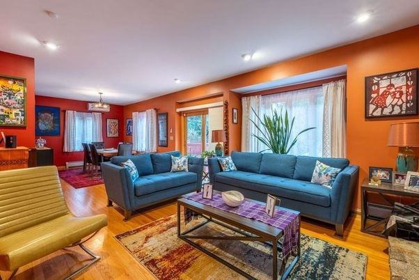 Dining room, Interior, Living room, Recessed Lighting, Wood Texture Flooring