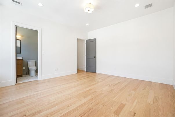 Bathroom, Empty room, Interior, Recessed Lighting, Wood Texture Flooring