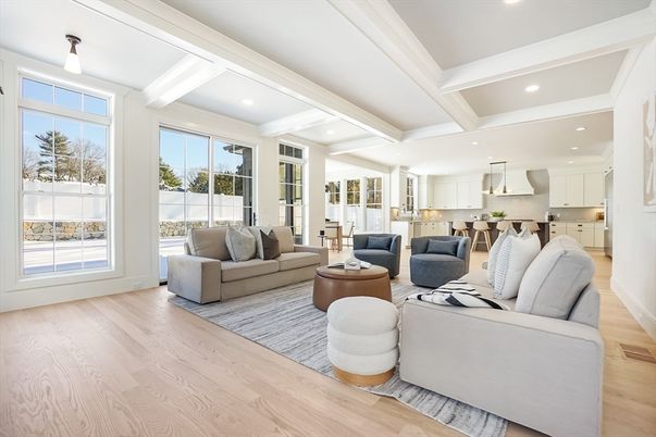Interior, Kitchen, Living room, Pendant Lights, Recessed Lighting, Wood Texture Flooring