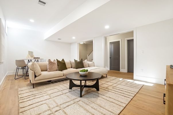 Interior, Living room, Recessed Lighting, Wood Texture Flooring