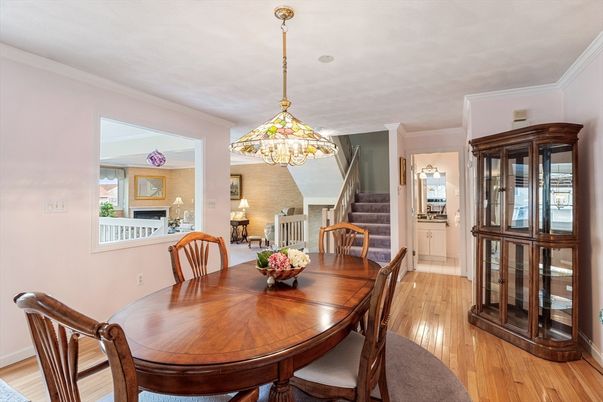 Chandelier, Dining room, Interior, Pendant Lights, Wood Texture Flooring