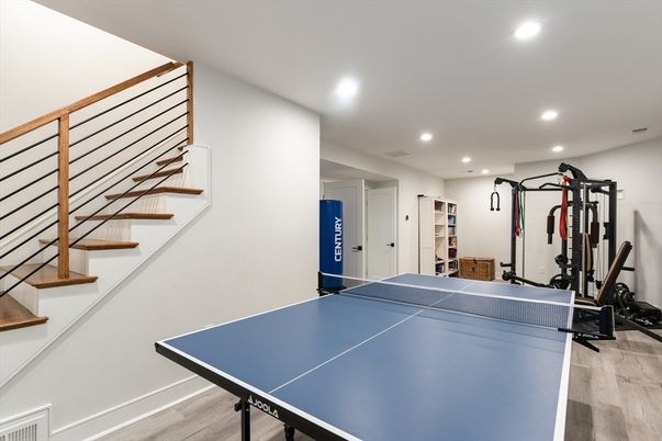 Fitness Equipment, Game Room, Interior, Recessed Lighting, Wood Texture Flooring