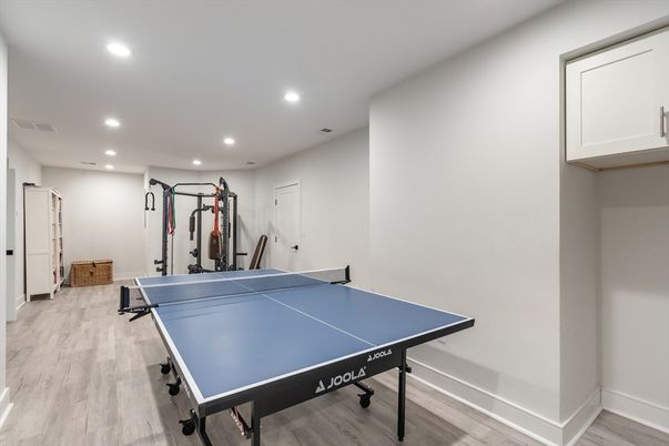 Fitness Equipment, Game Room, Interior, Recessed Lighting, Wood Texture Flooring