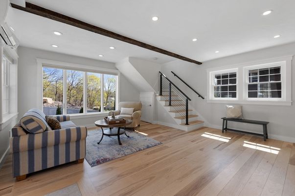 Interior, Living room, Recessed Lighting, Wooden Beams, Wood Texture Flooring
