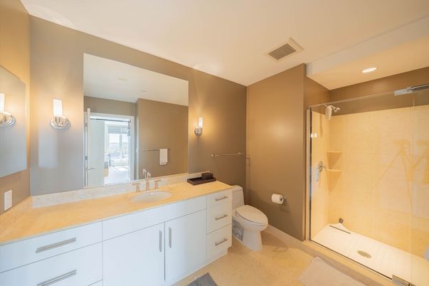 Bathroom, Dual Sink Vanities, Glass Shower, Interior, Recessed Lighting