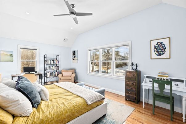 Bedroom, Home Office, Interior, Recessed Lighting, Wood Texture Flooring