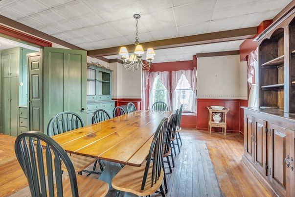 Chandelier, Dining room, Interior, Wood Texture Flooring