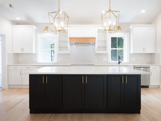 Interior, Kitchen, Pendant Lights, Recessed Lighting, Wood Texture Flooring
