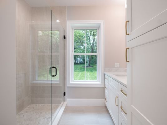 Bathroom, Glass Shower, Interior, Recessed Lighting