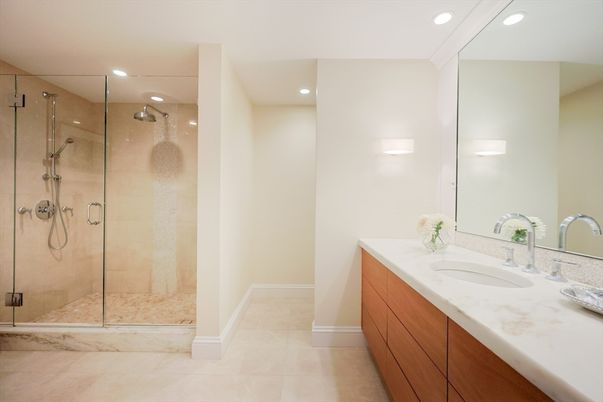 Bathroom, Dual Sink Vanities, Glass Shower, Interior, Recessed Lighting