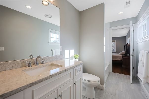 Bathroom, Interior, Recessed Lighting, Wood Texture Flooring