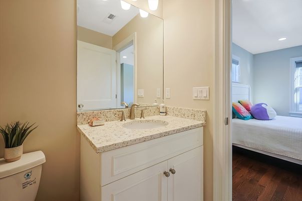 Bathroom, Bedroom, Interior, Recessed Lighting, Wood Texture Flooring