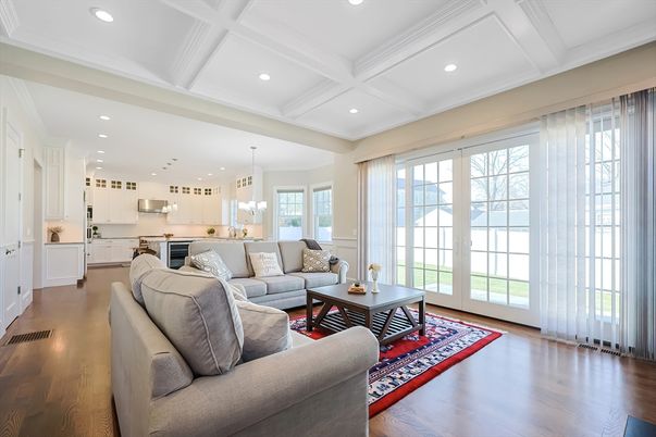 Interior, Kitchen, Living room, Pendant Lights, Recessed Lighting, Wood Texture Flooring