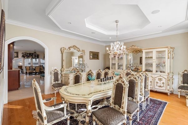 Chandelier, Dining room, Interior, Wood Texture Flooring