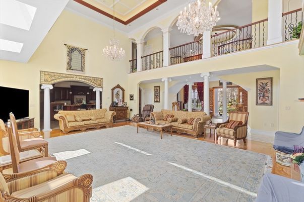 Chandelier, Interior, Living room, Wood Texture Flooring