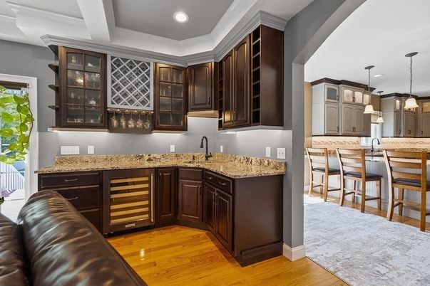 Interior, Kitchen, Pendant Lights, Recessed Lighting, Wood Texture Flooring