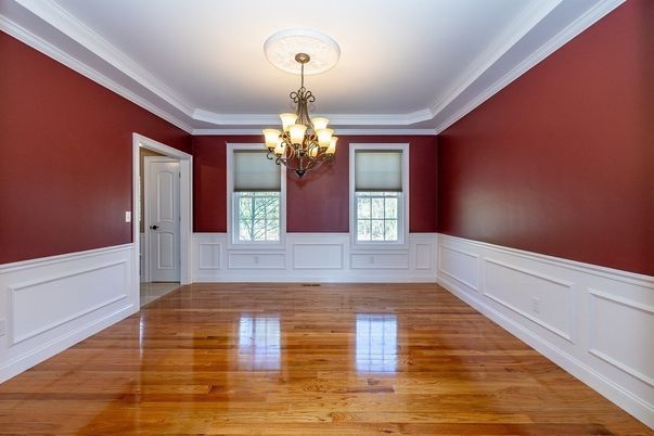 Chandelier, Empty room, Interior, Wood Texture Flooring