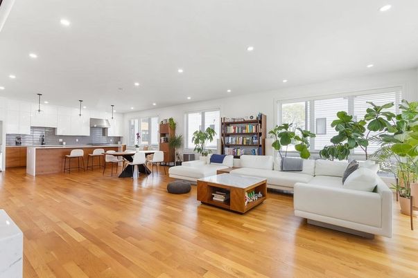 Dining room, Interior, Kitchen, Living room, Pendant Lights, Recessed Lighting, Wood Texture Flooring