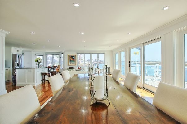 Dining room, Interior, Kitchen, Living room, Recessed Lighting, Stainless Steel Appliances, Wood Texture Flooring