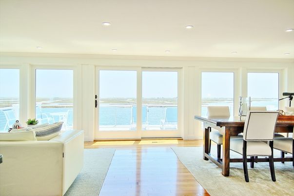 Home Office, Interior, Recessed Lighting, Water, Wood Texture Flooring