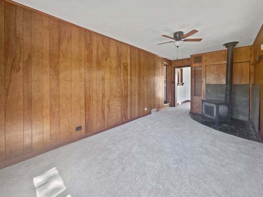 Empty room, Fireplace, Interior, Wooden Walls
