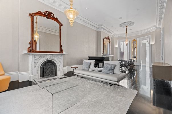 Dining room, Fireplace, Interior, Living room, Pendant Lights, Piano, Recessed Lighting, Wood Texture Flooring