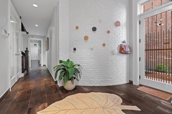 Interior, Recessed Lighting, Stone Walls, Wood Texture Flooring