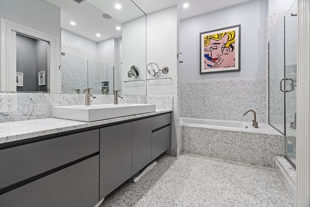 Bathroom, Dual Sink Vanities, Glass Shower, Interior, Recessed Lighting