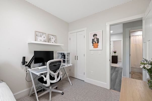 Home Office, Interior, Recessed Lighting, Wood Texture Flooring
