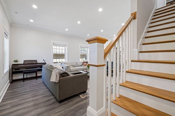 Interior, Living room, Piano, Recessed Lighting, Wood Texture Flooring