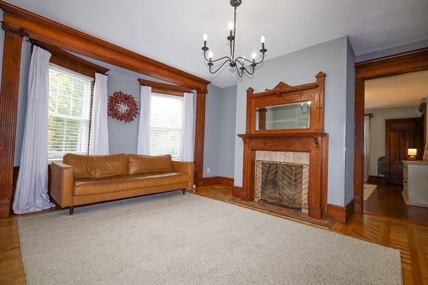 Chandelier, Fireplace, Interior, Wood Texture Flooring