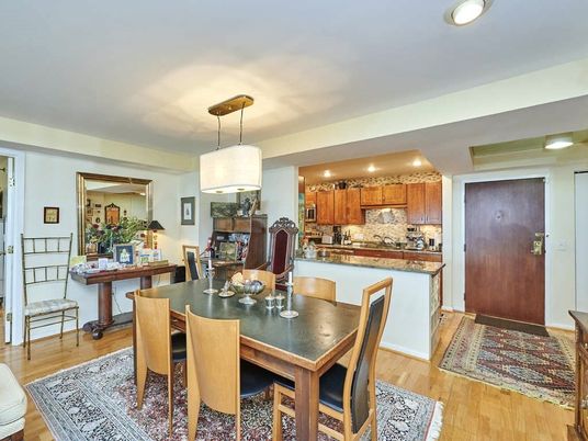 Dining room, Interior, Kitchen, Pendant Lights, Recessed Lighting, Wood Texture Flooring