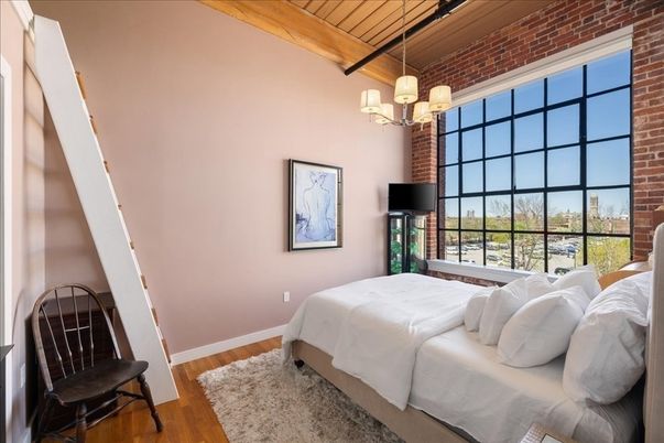 Bedroom, Chandelier, Interior, Stone Walls, Wooden Beams, Wooden Ceilings, Wood Texture Flooring