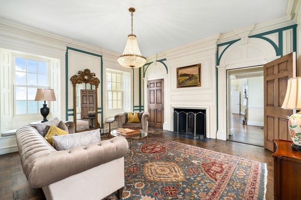 Fireplace, Interior, Living room, Pendant Lights, Wood Texture Flooring