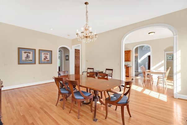 Chandelier, Dining room, Interior, Wood Texture Flooring