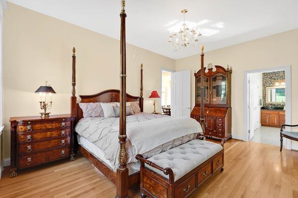 Bedroom, Chandelier, Interior, Wood Texture Flooring