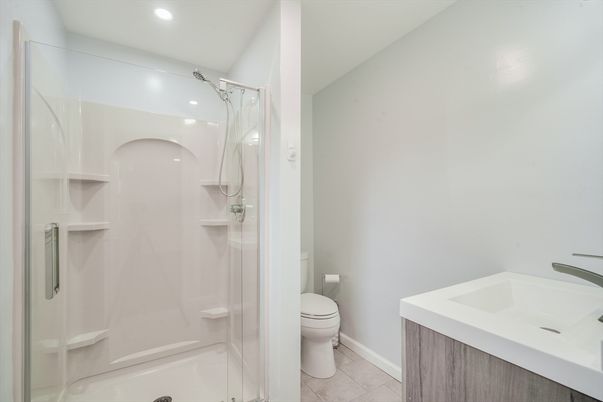 Bathroom, Glass Shower, Interior, Recessed Lighting