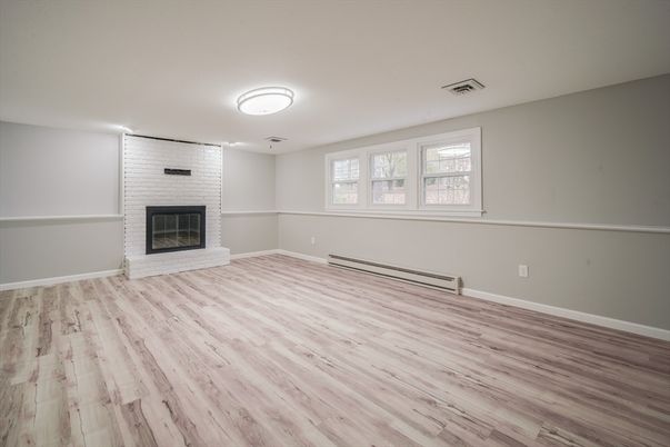 Empty room, Fireplace, Interior, Wood Texture Flooring