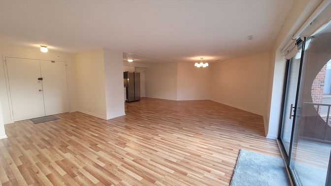 Chandelier, Empty room, Interior, Wood Texture Flooring