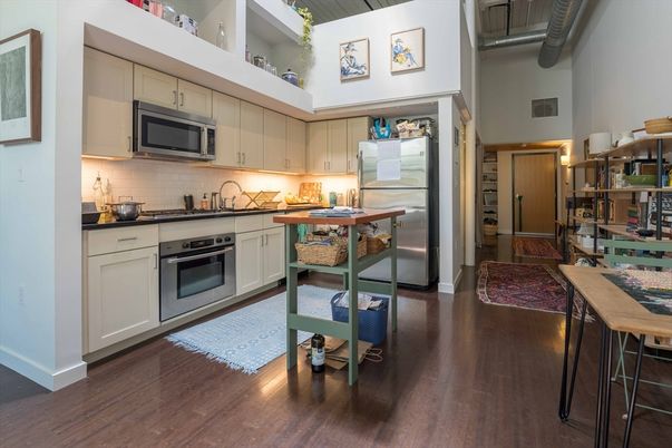 Interior, Kitchen, Stainless Steel Appliances, Wood Texture Flooring