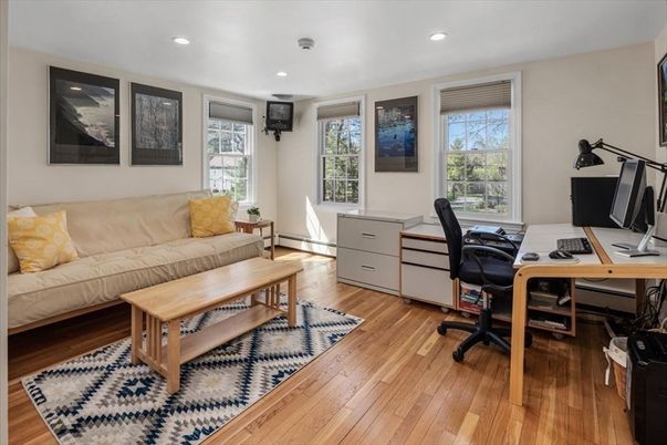 Home Office, Interior, Recessed Lighting, Wood Texture Flooring