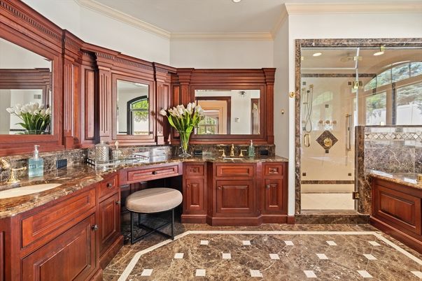 Bathroom, Dual Sink Vanities, Glass Shower, Interior, Recessed Lighting