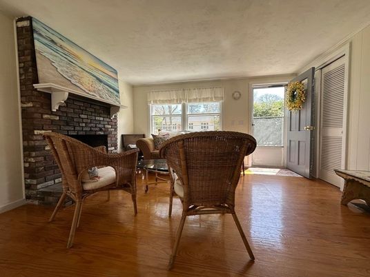 Fireplace, Interior, Living room, Stone Walls, Wood Texture Flooring