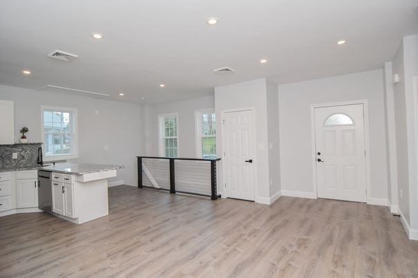 Interior, Kitchen, Recessed Lighting, Wood Texture Flooring