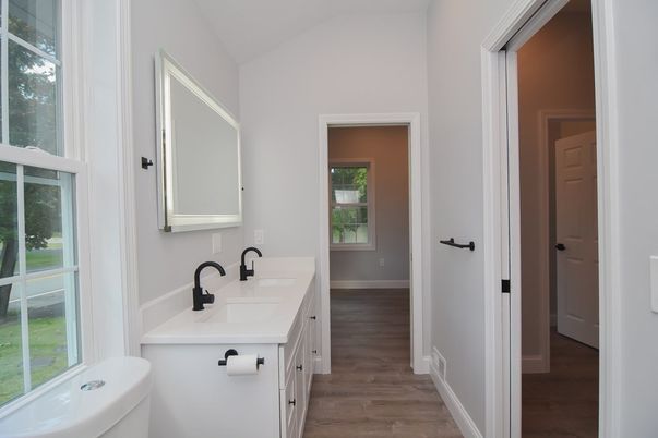 Bathroom, Dual Sink Vanities, Interior, Wood Texture Flooring